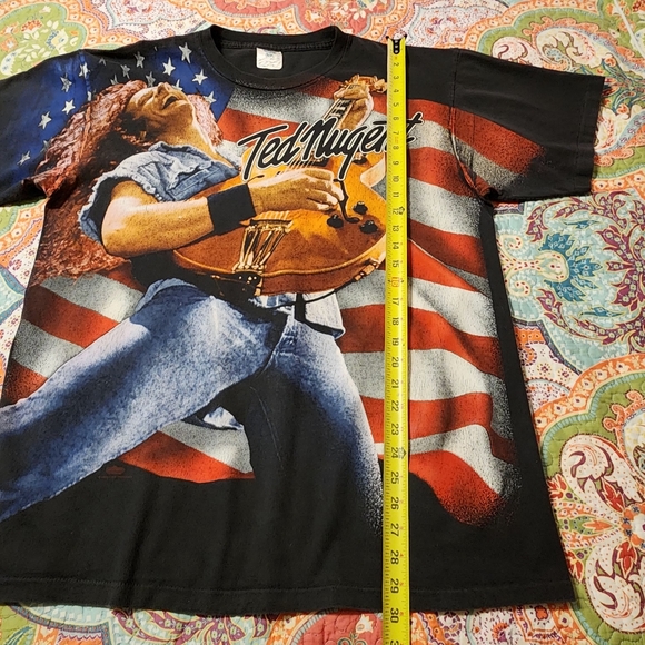 Vintage Winterland Productions Ted Nugent All Over Print | Early 90s Tee| Sz XL - Picture 12 of 14